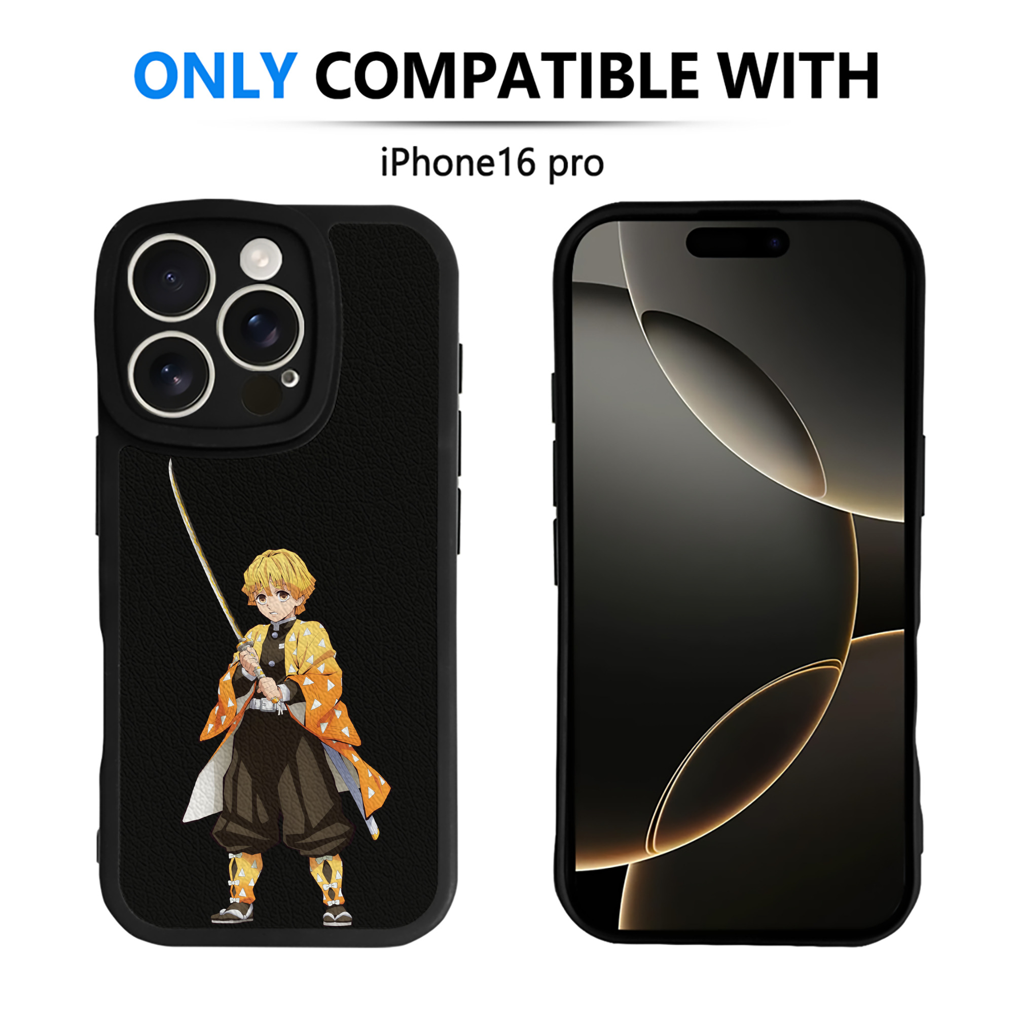 （画像用） 鬼滅の刃（きめつのやいば）我妻 善逸／あがつま ぜんいつ Agatsuma Zenitsu 【iPhone 16シリーズ対応】シリコンスマホケース（レザー調） 材質：シリコン